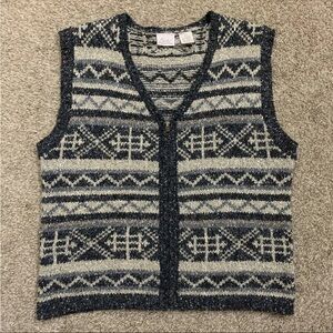 Vintage Fiorlini International Vest Womens Large Nordic Zip Cardigan 90s Sweater